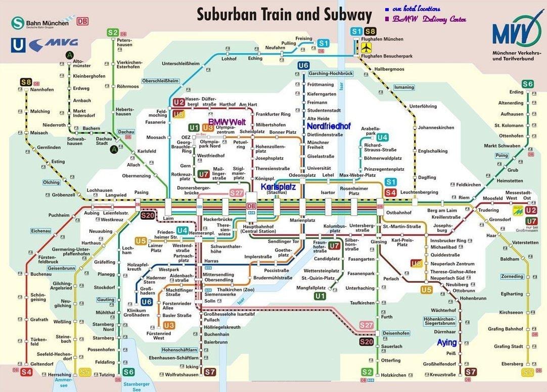 s bahn münchen žemėlapyje