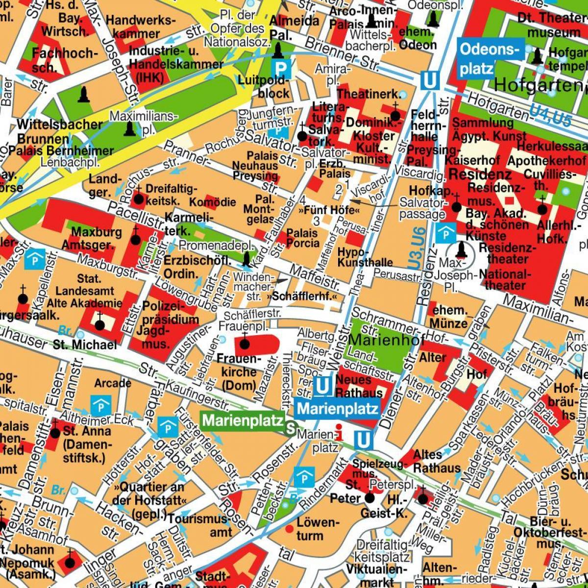 žemėlapis miuncheno miesto centro