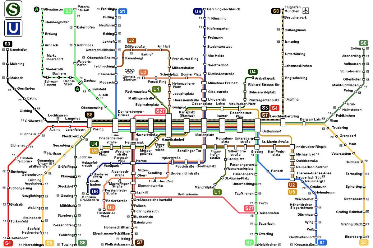 miuncheno s8 traukinių žemėlapis