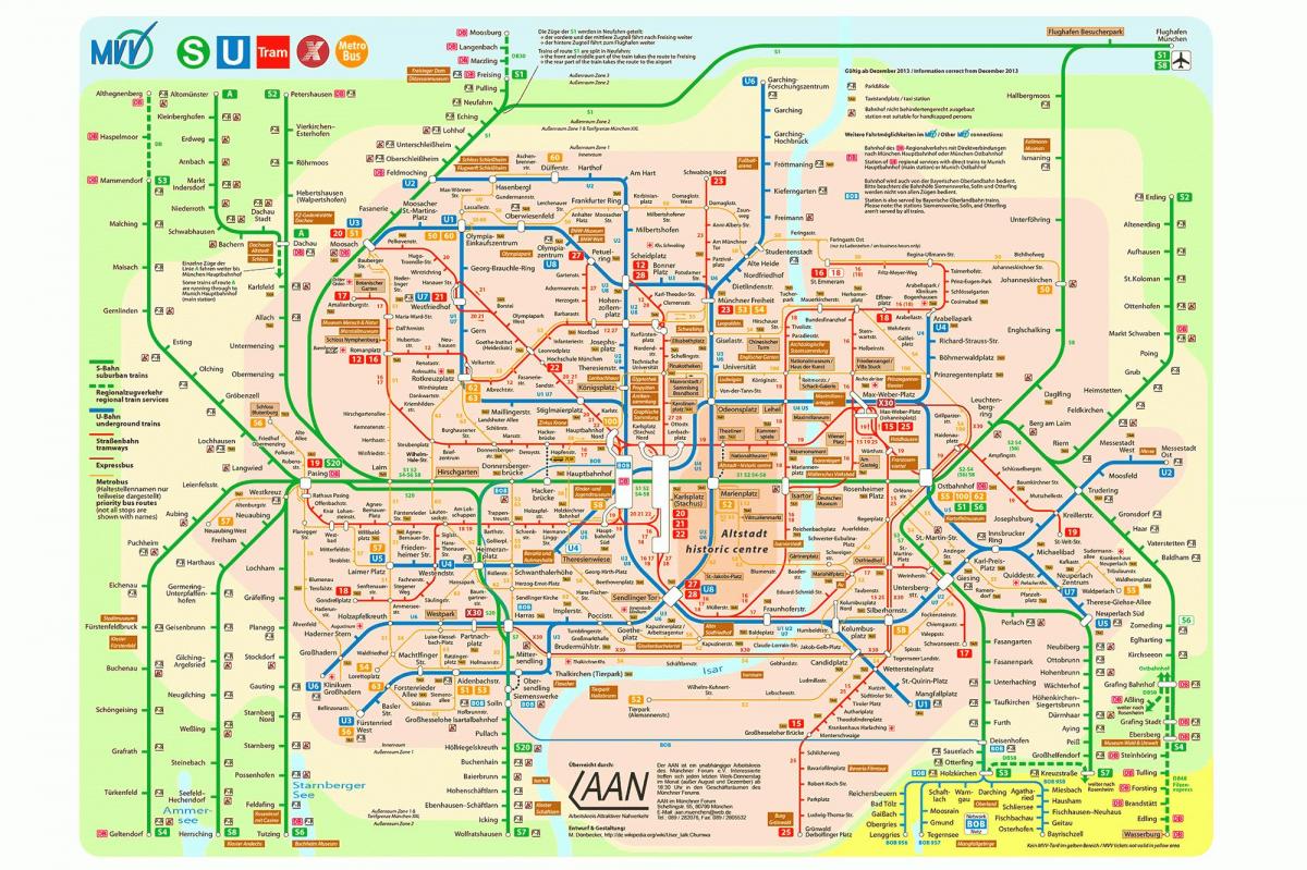 miuncheno visuomeninio transporto žemėlapį