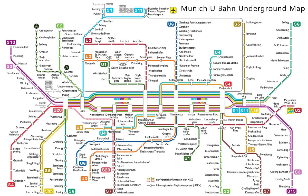 miunchenas u bahn žemėlapyje