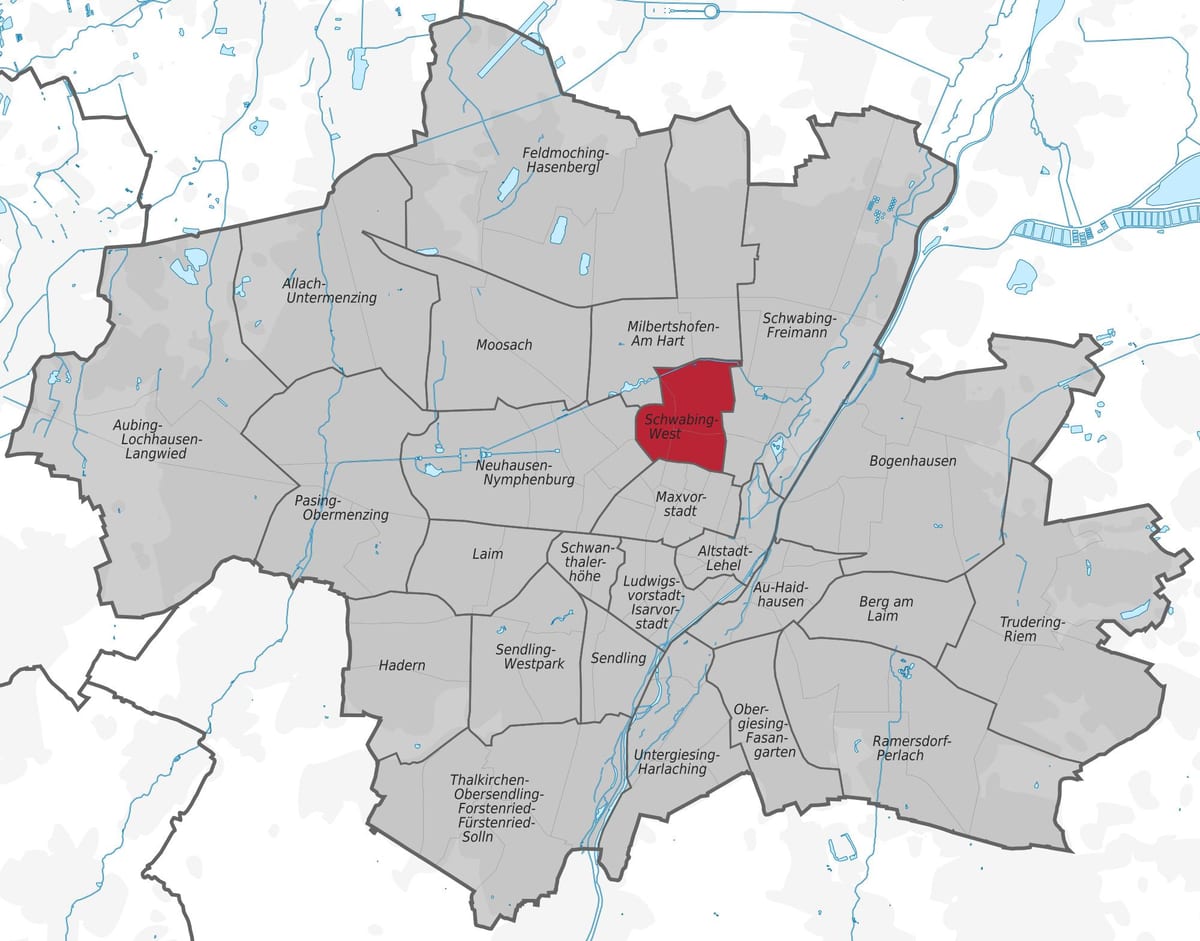 Žemėlapis schwabing miunchenas