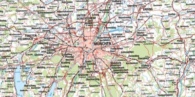 Žemėlapis miunchene ir aplinkinių miestų